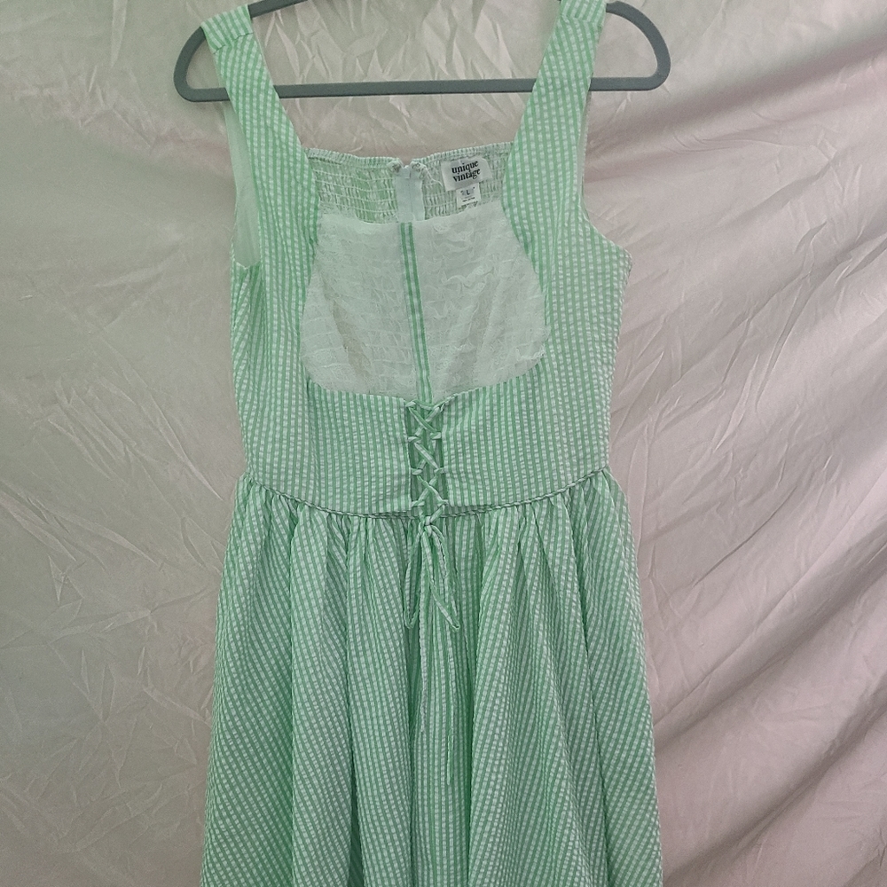 Mint & White Striped Seersucker Fields Dress